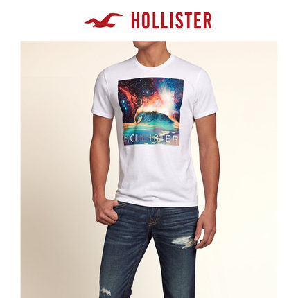 新低！Hollister 超真实波浪图案 T 恤 男 88651