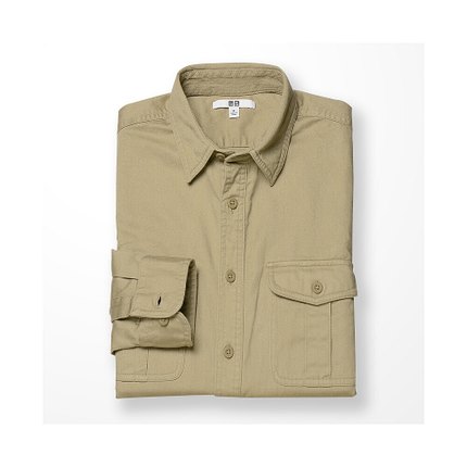 休闲工装！男装 斜纹工装衬衫(长袖) 177156 优衣库UNIQLO