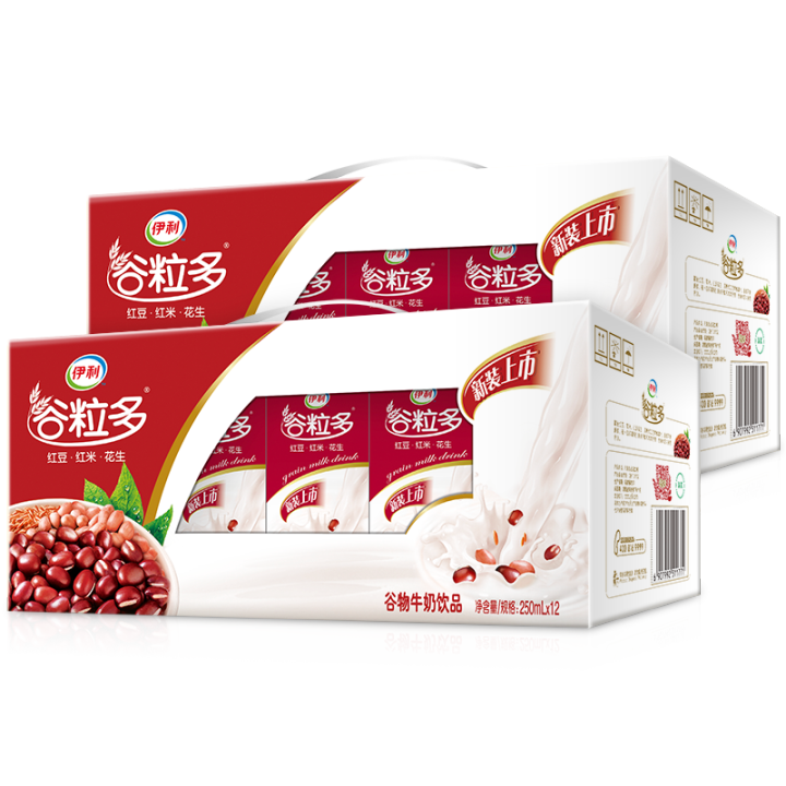 伊利谷粒多红谷牛奶饮品250ml*12盒*2提