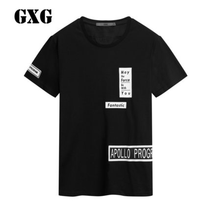 新品特惠！GXG夏季黑色舒适百搭字母T恤！
