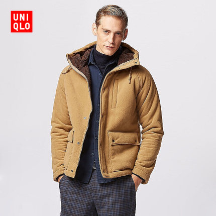 165码好价！优衣库 防风仿羊羔绒大衣 161351