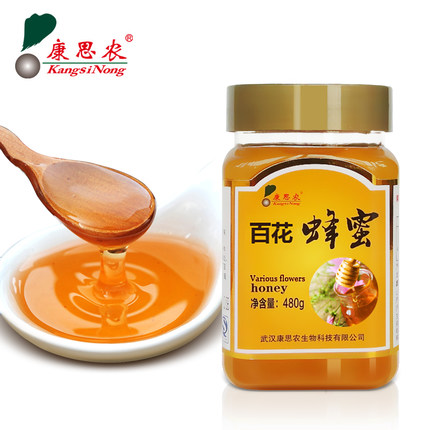 口感细腻！康思农纯正天然农家百花蜂蜜480g