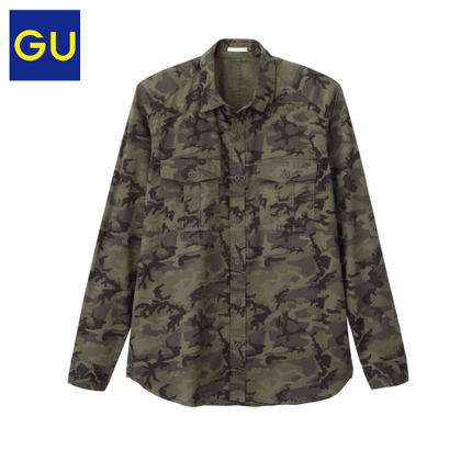 小降！极优GU男装 斜纹布军旅风衬衫(迷彩) 273822