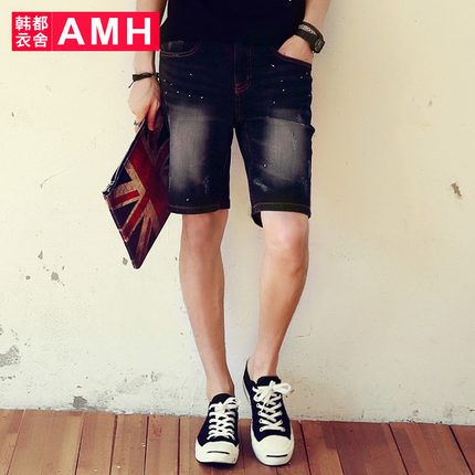 清新脱俗!AMH直筒微弹牛仔短裤