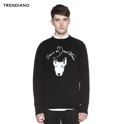 新低好价！TRENDIANO 刺绣圆领毛衣3154030250
