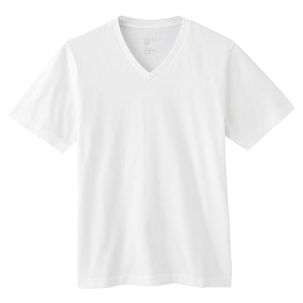 价格不错！MUJI无印良品男式棉V领短袖T恤M5SB015