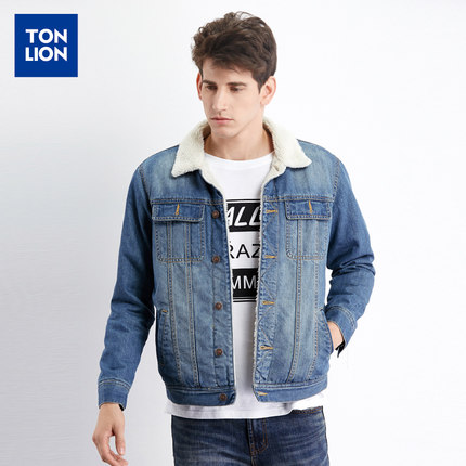 近期好价！唐狮羊羔绒牛仔外套