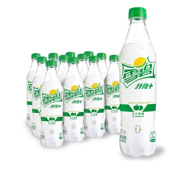 雪碧纤维+ 柠檬味 无糖零卡零糖 汽水 碳酸饮料 500ml*12瓶