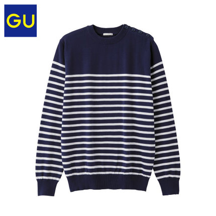简约休闲！极优GU 男士条纹针织衫 267062