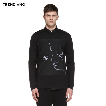 好价！TRENDIANO 棉质印花拼接长袖T恤3153024640