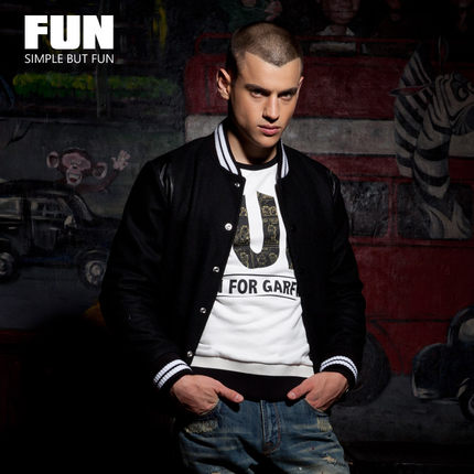 经典潮流！FUN 欧美潮牌秋冬新款男装保暖宽松外套