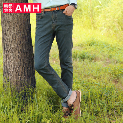 精致版型！AMH修身百搭刺绣小脚男士牛仔裤NX4650