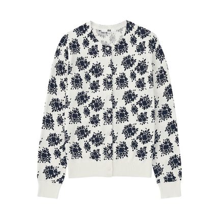 柔美！女装 圆领针织开衫(长袖)(花朵) 171868 优衣库UNIQLO