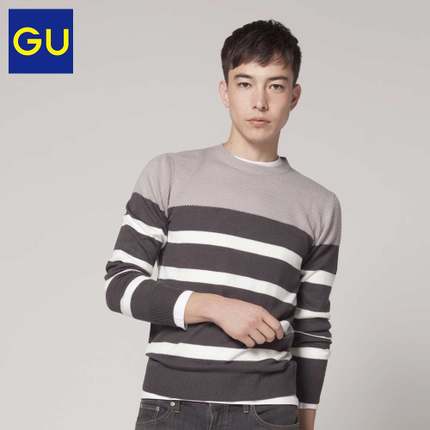 简约休闲！ 极优GU 配色条纹针织衫 262301