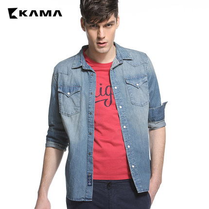 时尚好价！KAMA 男式 牛仔衬衫 2115820