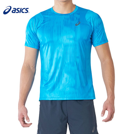 16年新款！Asics亚瑟士fuzeX男式运动印花短袖跑步T恤XXR563