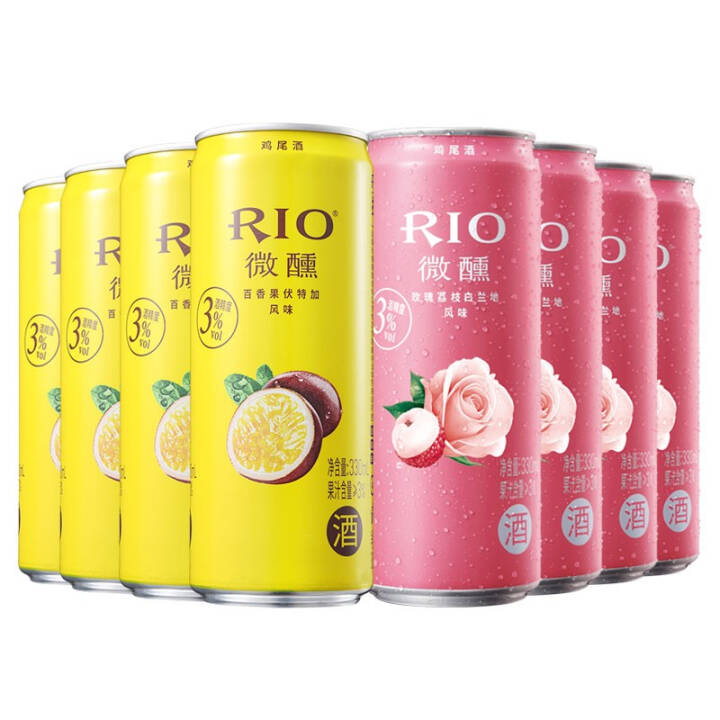 锐澳微醺百香果玫瑰荔枝套装330ml*8罐