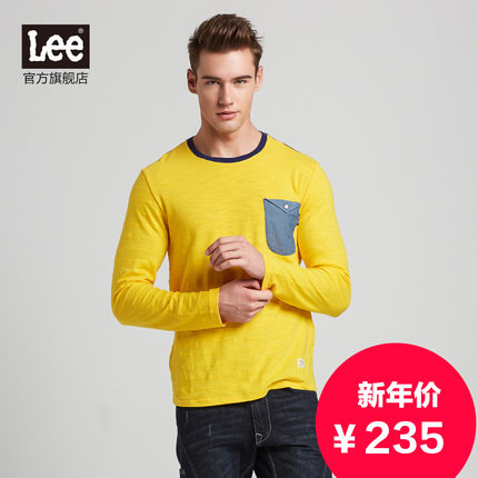 百搭款式！Lee男式黄色长袖T恤L13402K98K03