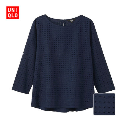 斯文！女装 蕾丝衬衫(七分袖) 169063 优衣库UNIQLO