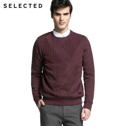 双11预售！SELECTED思莱德纯棉肌理感拼接男套头卫衣41444D002
