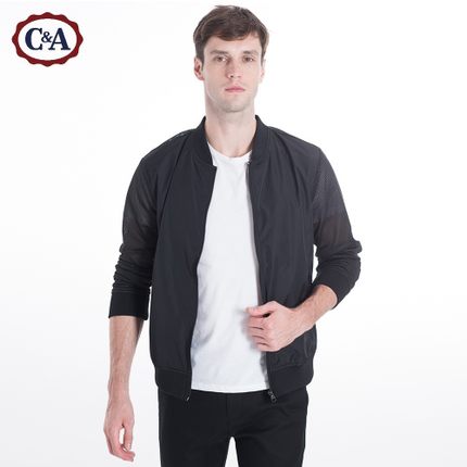 简约有型！C＆A 男式网眼拼接运动夹克CA200160834