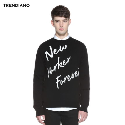 新低！TRENDIANO 字母撞色圆领套头毛衣3154031620