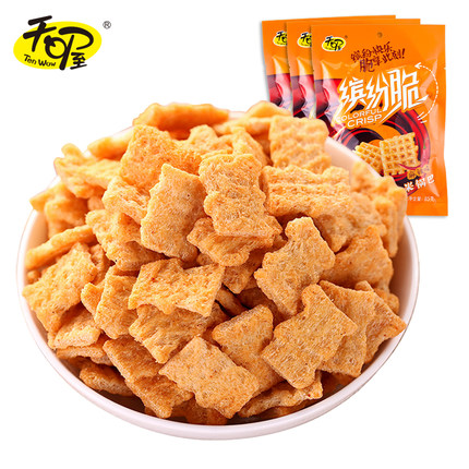 麻辣酥脆！天喔缤纷脆小米锅巴85g*3袋