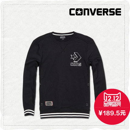 实惠！CONVERSE匡威圆领套头拼接袖针织衫07555C
