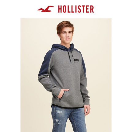 新低！Hollister色块标识图案连帽衫卫衣 男 108063