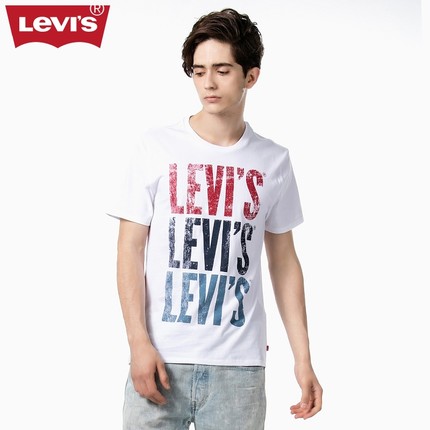 全网好价！李维斯印花纯棉白色短袖T恤22491-0068