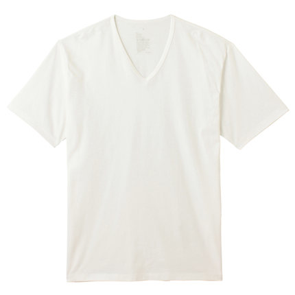 舒适亲肤！无印良品MUJI男式棉天竺V领短袖T恤M4SB919