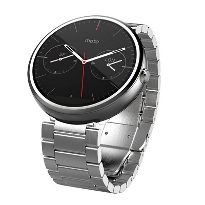 史低！Moto360智能手表 灰色23mm钢带款