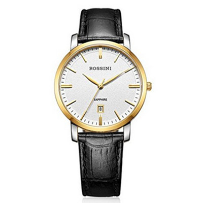 稳重黑带！ROSSINI/罗西尼 雅尊商务系列石英男士手表