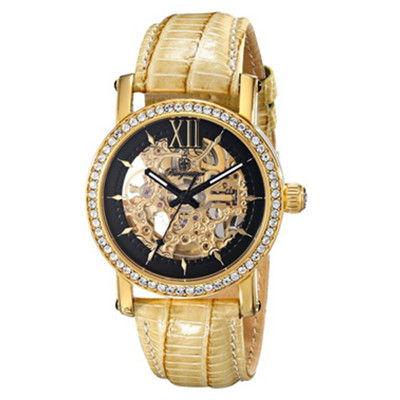 土豪金！伯格麦斯特  奢华镶钻镂空 机械手表