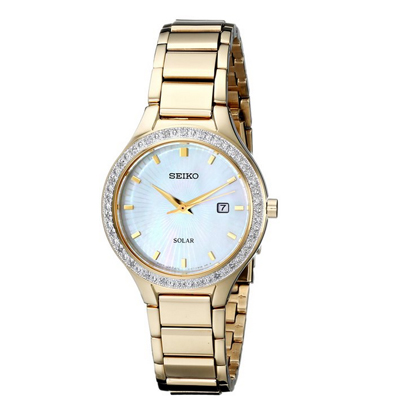 好货！SEIKO 精工 SUT138 镶钻太阳能女表