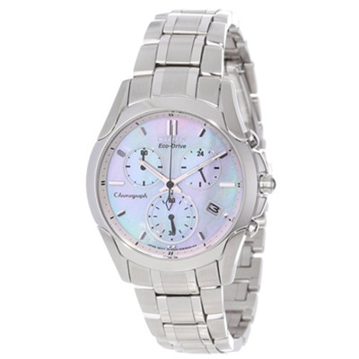 高端！CITIZEN 西铁城 FB1158-55D 三眼计时光动能女表