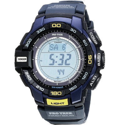 秒杀价 ！CASIO PRG-270-2CR 三重感应器太阳能登山表