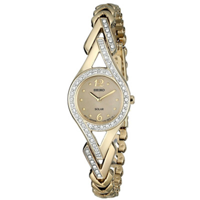再降！SEIKO 精工 SUP176镶施华洛世奇水晶 太阳能女表