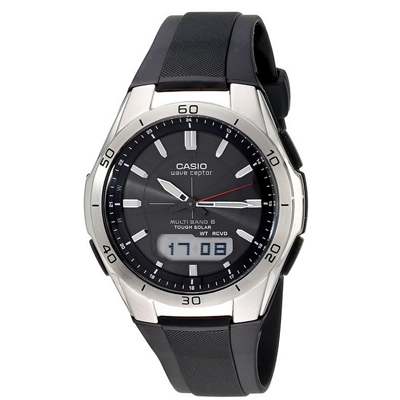 低价！Casio卡西欧WVA-M640-1ACR 6局电波表