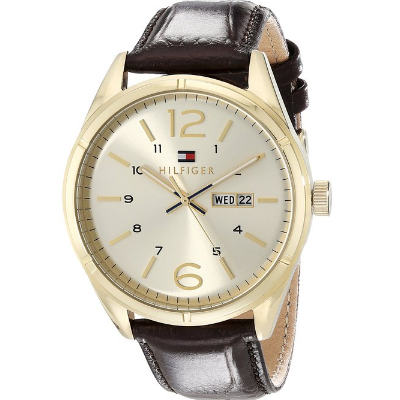 热销款！Tommy Hilfiger 1791059 男士鳄鱼皮表带手表