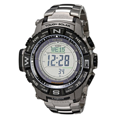 光动能！Casio卡西欧PRW-3500T-7CR男士电波登山表