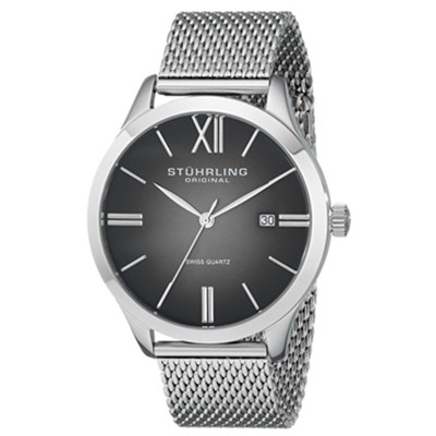 时尚经典！Stuhrling 斯图灵 490M.01 男士银色不锈钢手表