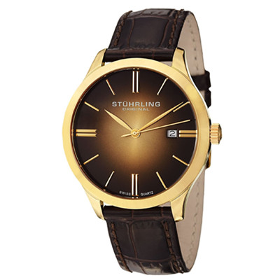 黑金！斯图灵Stuhrling Original 490.3335K31石英男表