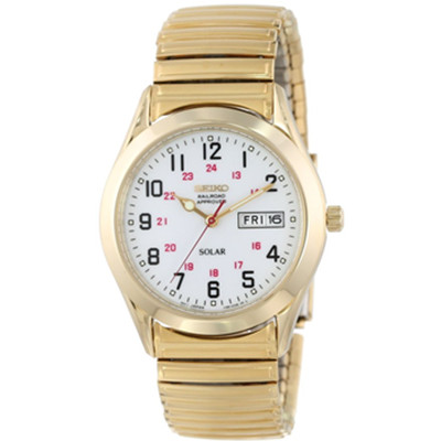 时尚大气！Seiko 精工 SNE064 Gold 男式 光动能手表