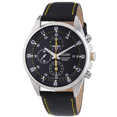 Seiko精工SNDC89P2 三眼计时真皮男士手表