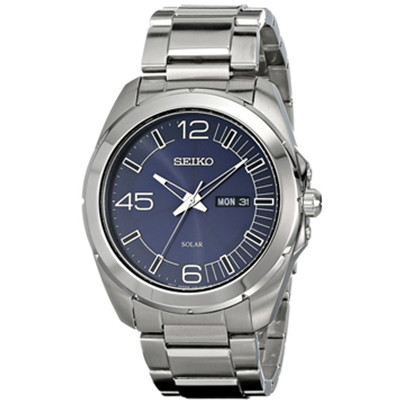 简约大气！精工Seiko男式SNE337 日本石英银色手表