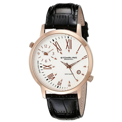 设计独特！Stuhrling 343.33452 男士 玫瑰金石英手表