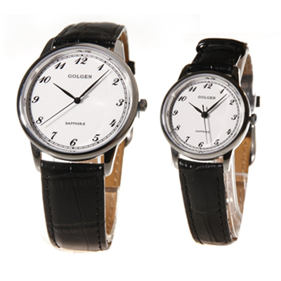 历史新低！GOLDEN 古尊 蓝宝石超薄石英情侣对表