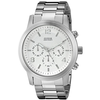 用码好价！GUESS U13577G1 盖尔斯男士全钢计时石英手表