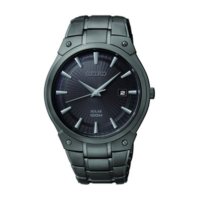 酷感十足！Seiko SNE325 精工男士光动能全钢石英手表